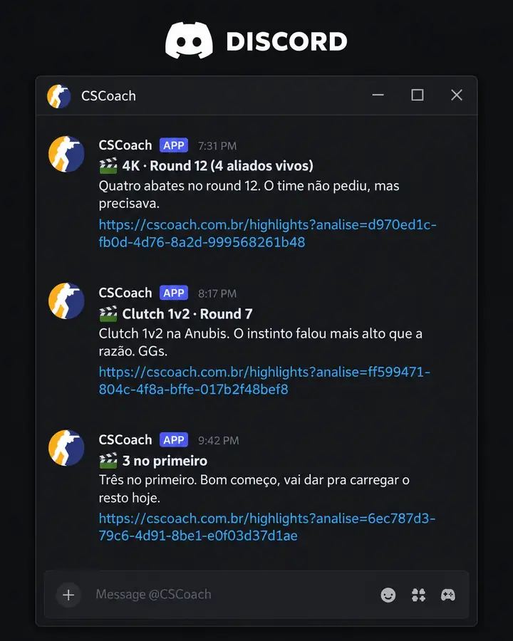 Notificação de highlight no Discord